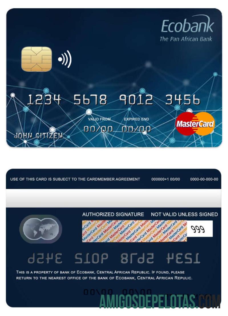 República Centro-Africana Ecobank Bank Mastercard exemplo